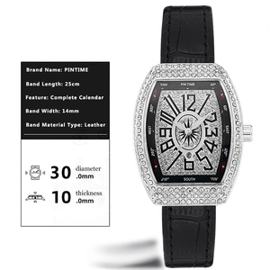 Relojes de Pulsera de Lujo para Mujer con Diamantes, Forma Tonneau, Bisel con Incrustaciones de Diamantes de Imitación, Rojos, Cuadrados, de Cuarzo - Product Image 2