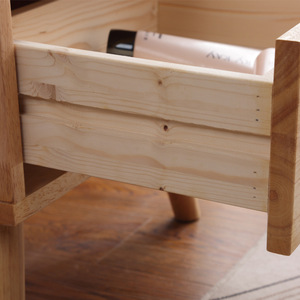 Table de chevet nordique en bois massif avec rangement pour ensemble de meubles de chambre - Product Image 1