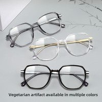 Danyang Lunettes de vue optiques ultra-légères TR90 de haute qualité 8128D Lunettes diamantées polygonales Gris à la mode pour hommes