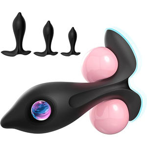 スチールボール入りアナルプラグ、男性女性カップル向けソフトシリコン製バットプラグ、大人用装着式アナルビーズバットプラグ - Product Image 1