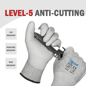 Gants de travail anti-coupure de niveau 5 EN388 4443C avec logo personnalisé, revêtement HPPE PU, pour la métallurgie et la machinerie, gants de ferrage pour la sécurité au travail - Product Image 2