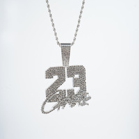 PD3166 Européen Américain Hip-Hop Bijoux Tendance Full Strass Lettre 23 Pendentif Chaîne Cubaine Alliage Rap Collier