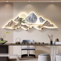 Peinture murale moderne en porcelaine LED avec cristaux et motifs paysagers, décoration de salon, vente en gros, dropshipping