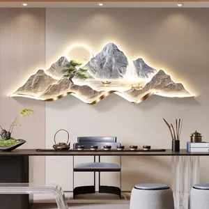 Arte Mural Moderno de Porcelana con Cristales LED y <span class=keywords><strong>Pintura</strong></span> en Aerosol de Paisajes, Decoración para Sala de Estar, Venta al por Mayor, Dropshipping - Product Image 3