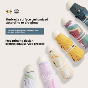 Parapluie mini capsule portable anti-UV en vinyle orange, motif dessin animé adulte, en acier, 50 % de réduction, idéal pour les cadeaux d'affaires - Product Image 2