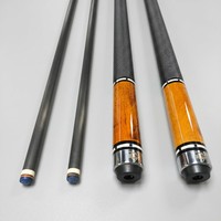 Tongkat Biliar Karbon Fiber 58 Inci Grosir, Ujung 12.5mm, Sambungan 1/2, Sambungan 3*8/8, Dilapisi Kulit Asli Tahan Aus