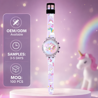 Montre musicale rotative pour enfants, 12 thèmes, montre électronique de dessin animé lumineuse