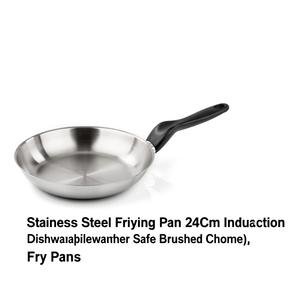 Padella in Acciaio Inox 24Cm Compatibile con <span class=keywords><strong>Induzione</strong></span> Lavabile in Lavastoviglie Finitura Cromata Spazzolata - Product Image 3