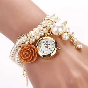 Mode Perle Bracelet Montre Femme Rose Quartz Montre Femme Style Polyvalent - Product Image 1