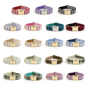 Huisdierbenodigdheden 2025 Verschillende Kleuren Checker Hondenhalsband Hardware Polyester Op Maat Gemaakte Hondenhalsbanden Klassiek Geruit Hondenhalsband - Product Image 1