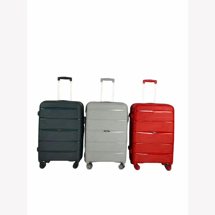 Kotak koper kustom Anda, koper PP desain mewah 3 potong, koper berpergian untuk bisnis dan perjalanan