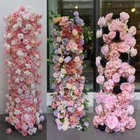 Arreglo Floral de Rosas Rosadas de Seda Hecho a Mano en 5D, Decoración de Fondo para Bodas, Eventos, Fiestas, Mesa, Sofá