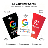 Individuelle Acryl-NFC-215-Bewertungskarte mit QR-Code zum Scannen für Google-Bewertungen, Restaurantbestellungen und Feedback