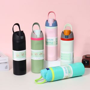 Custom Logo 19oz 24oz 32oz Double Wall Stainless Steel Insulated Tumbler Powder Coated Sports Water Vacuum Bottle with <b>Straw</b> - Product Image 1