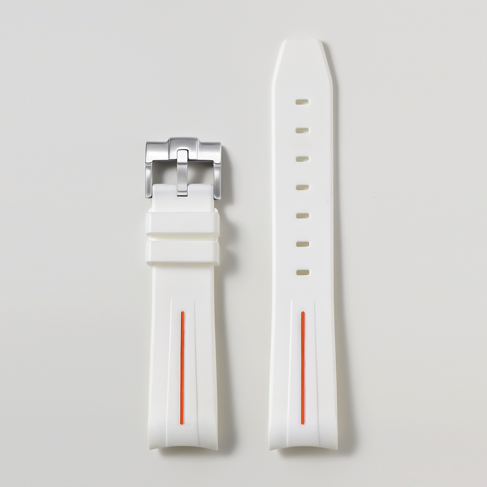 Ligne blanche + orange + boucle argentée