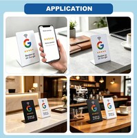 Carte de table de restaurant personnalisée OEM, imprimée, 13,56 MHz, NFC, résistante à l'eau, en PVC, avec étiquette RFID, code-barres, avis sur les réseaux sociaux, menu