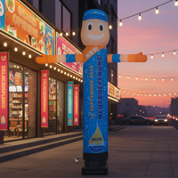 AIRFUN Publicité Extérieure Personnalisée Ballon Gonflable Lumineux Serveur/Chef Dansant pour la Promotion de Votre Boutique