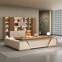 Bureau de direction moderne en forme de L, table de bureau en bois de luxe, mobilier de poste de travail professionnel