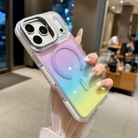 Nouvelle Coque de Téléphone Magnétique Transparente Dégradée Tendance Anti-Jaunissement pour iPhone 17 18 Pro Max avec Support de Cadre d'Objectif