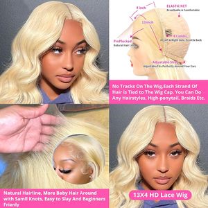 Perruque en dentelle HD, cheveux humains vierges personnalisés, perruque en dentelle frontale 613, 13x4, vague corporelle, sans colle, pré-épilée, perruques blondes pour femmes noires - Product Image 5