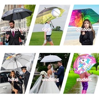 Paraguas de Golf Recto Extra Grande de 60 Pulgadas, Blanco, con Protección UV/Antiviento, Doble Toldo para Eventos al Aire Libre, Impresión de Logotipo Personalizado