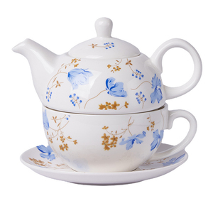 Ensemble de tasses à thé et théière empilables en céramique pour une personne, grande capacité, tasse à thé en porcelaine fleurie avec soucoupe - Product Image 6