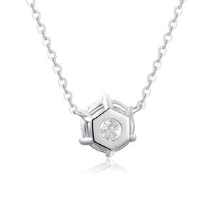 Collana con Pendente in Moissanite Taglio Rotondo Semplice a Sei Griffe Colore D VVS 6.5MM, in Argento Sterling 925, Gioiello Regalo Donna - Product Image 2