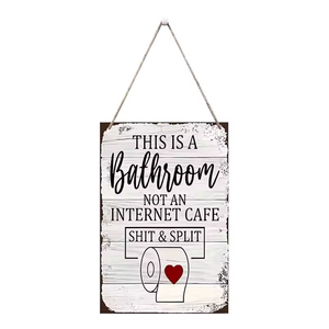 Rustic Wooden Hanging Door Plaque <strong>Funny</strong> <strong>Bathroom</strong> Sign for Home Restroom Bedroom Farmhouse Entryway Gift Featuring Still Life - Product Image 2