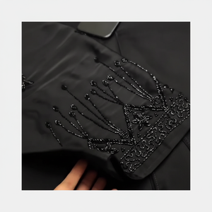 เสื้อผ้ามุสลิมแบบดั้งเดิมของผู้หญิงที่สุภาพเรียบร้อยแบบอิสลามปักด้วยมือเข้ารูปอาบายาสไตล์ดูไบรวมเครื่องประดับ - Product Image 1