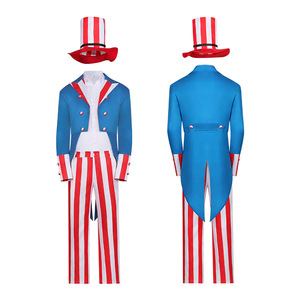 Disfraz de Cosplay del Tío Sam de Star's Edge para Hombre, Traje a Rayas Rojo, Blanco y Azul, Sombrero de Copa, Día de la Independencia, Halloween - Product Image 3