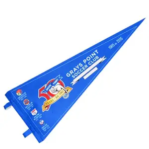 Toptan güncelleme ürün özel farklı renk tasarım kendi Logo süblimasyon üçgen bayrak boş keçe Pennants