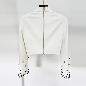 Moda di alta qualità autunno nuove signore bianche imposta <span class=keywords><strong>stella</strong></span> 2024 con perla borchiata corta elegante top donna gonna lunga - Product Image 4