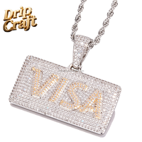 Collier pendentif en forme de carte VISA Hip Hop, bijoux tendance Hip Hop en cuivre avec zircon pour hommes et femmes
