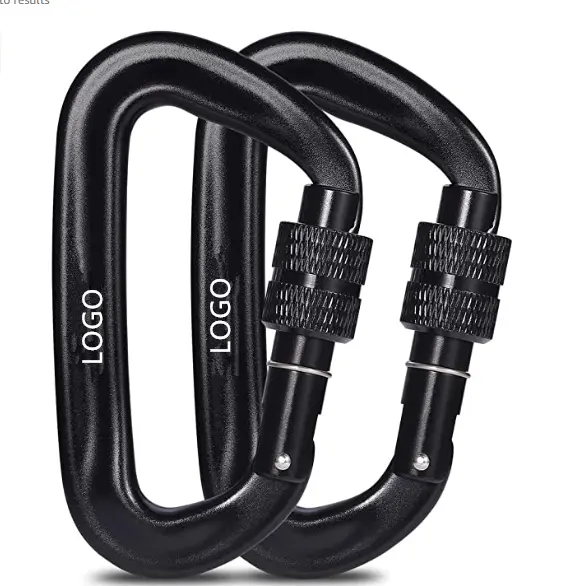 Bán Hot Chất Lượng Cao Tùy Chỉnh Đen Kim Loại Clip Hook Mùa Xuân 12KN Nhôm Khóa Leo Núi Võng Carabiner