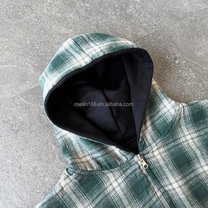 เสื้อแจ็คเก็ตซิปแบบกำหนดเอง ดีไซน์สองชั้น ด้านในผ้าแฟลนเนล ด้านนอกผ้าเฟรนช์เทอร์รี่ ลายสก็อตวินเทจ เสื้อฮู้ดแบบกลับด้านได้สำหรับผู้ชาย - Product Image 3