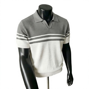 เสื้อโปโลผู้ชายลายทางสีสันตัดกัน แขนสั้น ทรงปกติ สไตล์ลำลอง - Product Image 2