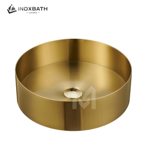 Lavabo Redondo Moderno de Acero Inoxidable 304 con Acabado Cepillado para Hoteles y Baños, Incluye Desagüe - Product Image 2