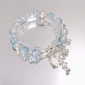 Pulsera de cuentas de cristal esmaltado, joyería de fantasía, pulsera de cuentas de cristal craquelado estilo palomitas de maíz, pulsera con colgante de atrapasueños - Product Image 1