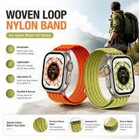 Bracelet de montre en nylon tissé respirant effet nuage avec connecteurs métalliques, bracelet sport souple compatible avec Apple Watch Ultra Series 9 8 7 SE
