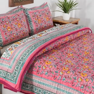 Edredón con estampado de bloques Jaipuri hecho a mano para uso en hoteles, algodón orgánico de alta calidad, bloque de mano impreso, diseño étnico para decoración del hogar - Product Image 1