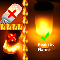 Ampoules LED effet flamme avec 4 modes de lumière scintillante pour décorations d'Halloween, de Noël et d'extérieur, à intensité variable, durée de vie de 50 000 heures
