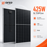 Module PV de type N à tolérance de puissance positive 425W pour projet de toiture, panneaux solaires monocristallins bifaciaux à haute efficacité