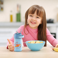 Botella de Agua Térmica Aislada al Vacío, Ecológica, para Niños, de 12 oz, con Diseño Personalizado, Libre de BPA, con Tapa de Pajita Antiderrames