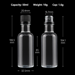 50Ml <span class=keywords><strong>Mini</strong></span> Kleine Lege Alcohol Plastic Liquor Shot Flessen Met Zwarte Sabotage Caps - Product Image 2