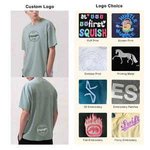 เสื้อยืดคอกลมสะพายไหล่ทรงหลวมสำหรับผู้ชายผ้าคอตตอนหนักผ้าฝ้ายออกแบบโลโก้ได้ตามต้องการ100% ปรับแต่งได้ - Product Image 3