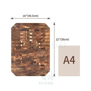 Planche à découper multifonctionnelle en <span class=keywords><strong>bois</strong></span> d'acacia massif avec rainure pour les jus et poignées, planche à découper réversible - Product Image 4