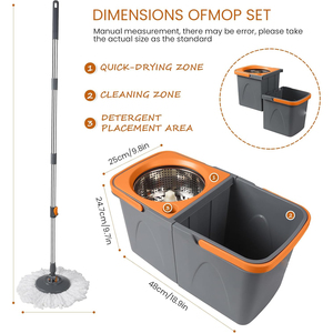 New 360 Spin Dual-drive High Capacity Fast Absorption <b>Bucket</b> Microfiber <b>Mop</b> Steel Pole Twist Handle Self-Wringer for Home Use - Product Image 3