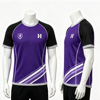 Maillot de sport à manches courtes personnalisé avec logo, 100 % polyester, extensible dans quatre directions, séchage rapide, respirant, sublimation, entraînement, décontracté