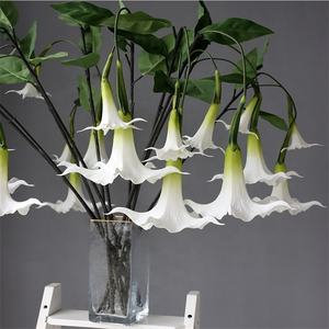 ดอกดาทูรา สเตรโมเนียม คุณภาพสูง 2 หัว ผลิตจากวัสดุ PU สัมผัสเหมือนจริง สีขาวชมพู สำหรับตกแต่งโต๊ะกลางงานแต่งงาน - Product Image 1