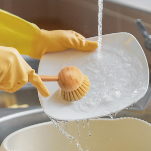 Bamboo Handle Dish Scrub <strong>Brushes</strong> with Stiff Bristles for Washing Kitchen <strong>Cast</strong> <strong>Iron</strong> Pan Pot - Product Image 4